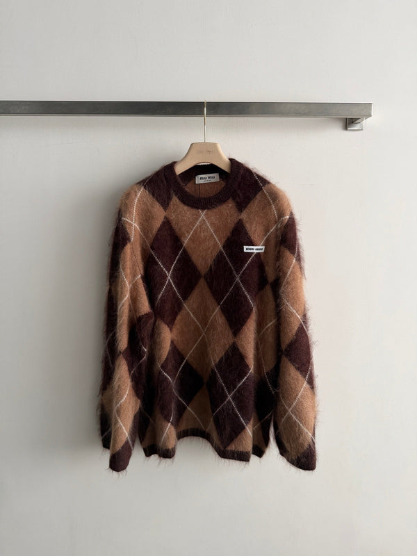 Miu 26FW Diamond-Jacquard Crewneck Wool Blend 447314