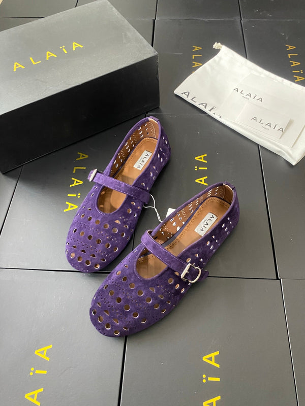 Alaia 26FW Vienne Ballet Flats Strap Suede 195008