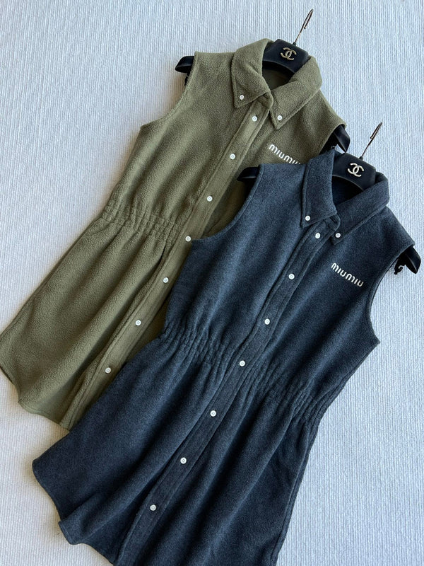 Miu 26FW Sleeveless Fleece Mini Dress Polyester 439718