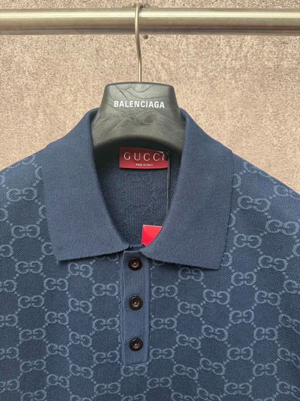 GC 2026 Men's Short-sleeved Polo Shirt Dark Blue Jacquard Fabric 643433