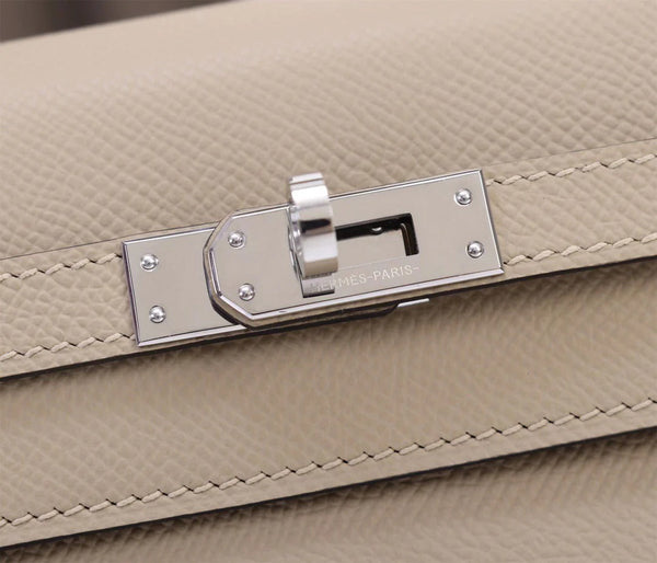 Hermes 2026 Kelly Sellier Nata Epsom Leather Silver Hardware
