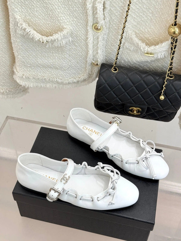 CC 2026 Vintage Bow Tie Ballet Flat Sheepskin