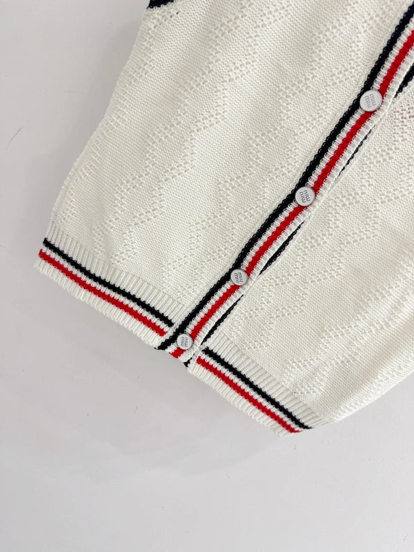 Miumiu 2026 Gilet en maille rayé color-block Laine Cachemire 179476