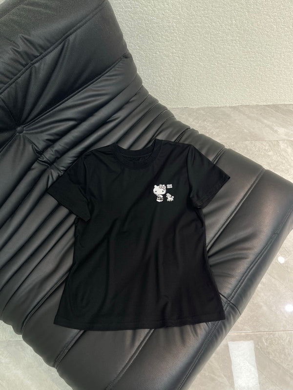 T-shirt à manches courtes brodé Miumiu 2026 Hello Kitty en coton 346491