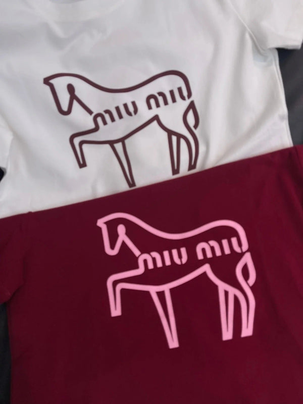 T-shirt Miumiu 2026 en coton à col rond et manches courtes avec logo 344319