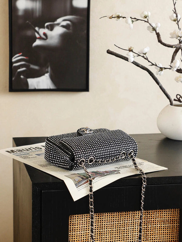 CC 2026 Classic Flap Bag 20cm With Sparkling Stones Leather