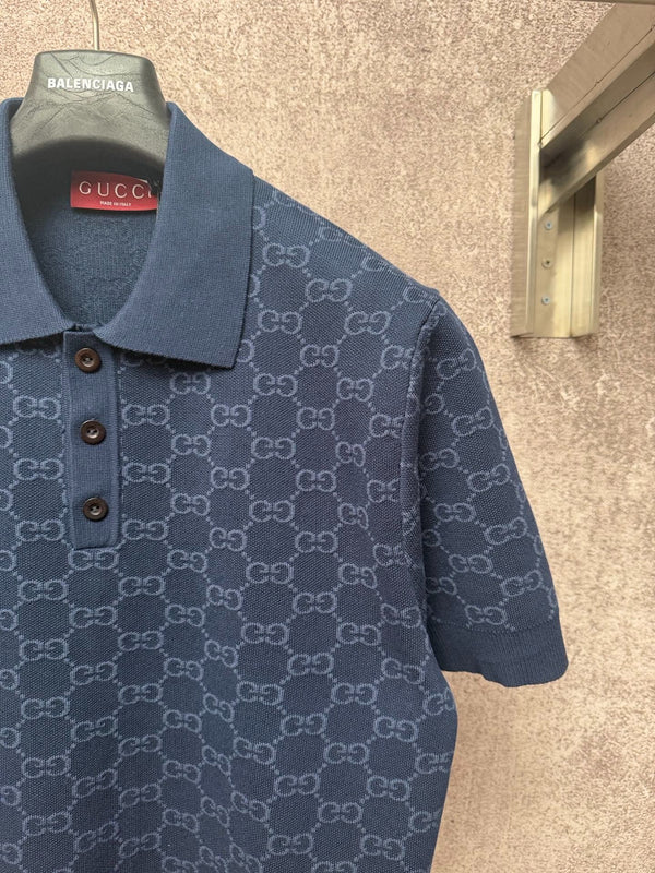 GC 2026 Men's Short-sleeved Polo Shirt Dark Blue Jacquard Fabric 643433