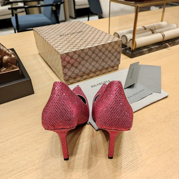 Balenciaga 26s High Heel Pump 100 Raspberry Pink Rhinestone Cowhide 681190
