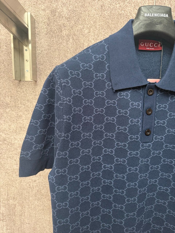 GC 2026 Men's Short-sleeved Polo Shirt Dark Blue Jacquard Fabric 643433