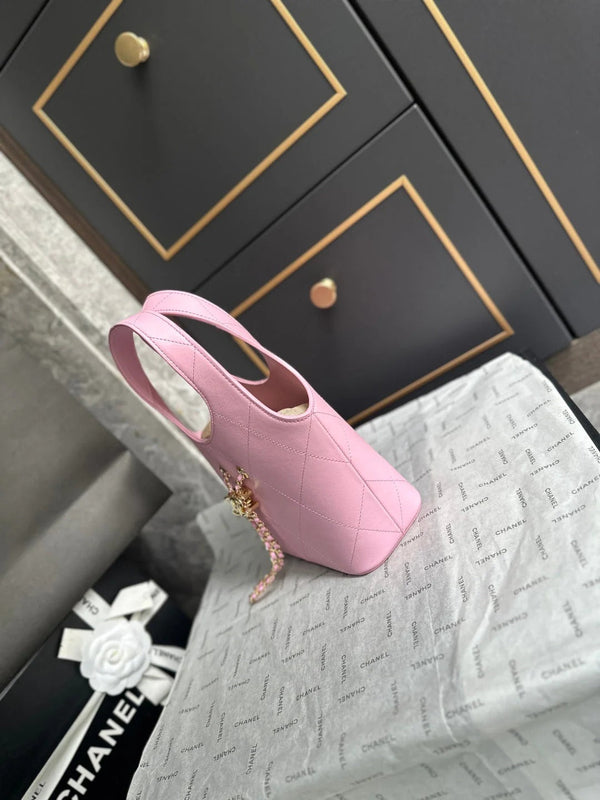 Chanel 2026 Basket Hobo Bag 27.5cm Pink Calfskin