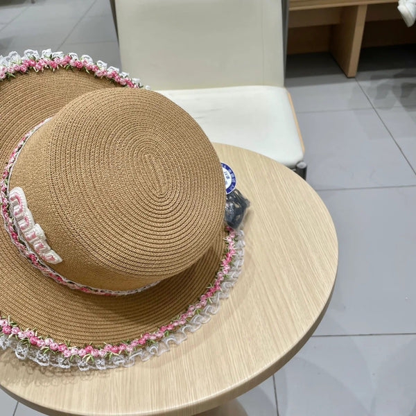 Miumiu Braided Straw-trimmed Bowl Hat 219091
