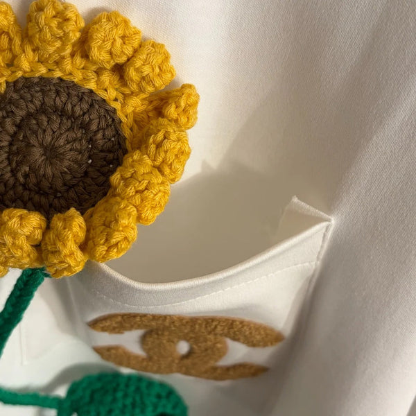 Chanel 2026 T-shirt Chrysanthème au Crochet Coton Blanc 150106