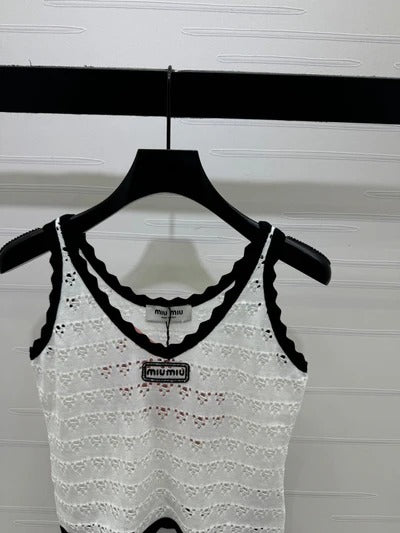 Miu 2026 Hollow-out Knitted Camisole Cotton 375026