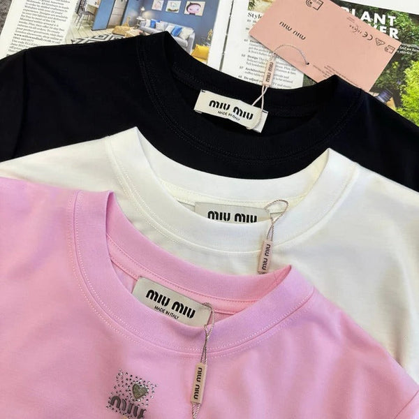 Miu 2026 T-shirt Mercerized Cotton 374818