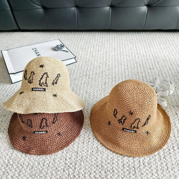 Chanel Woven Embroidered Heavy-Duty Bucket Hat 240672