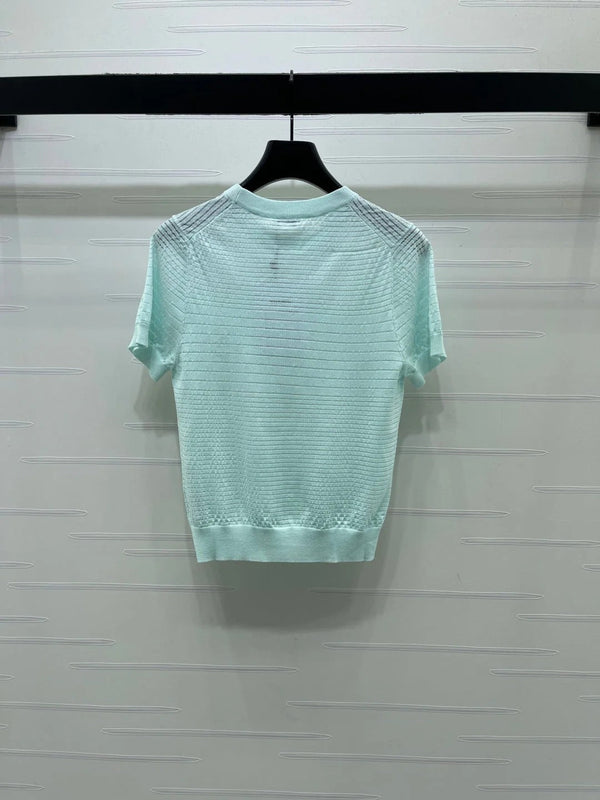 CC 2026 Striped Knit Short-sleeved Top Tencel Cotton 380709