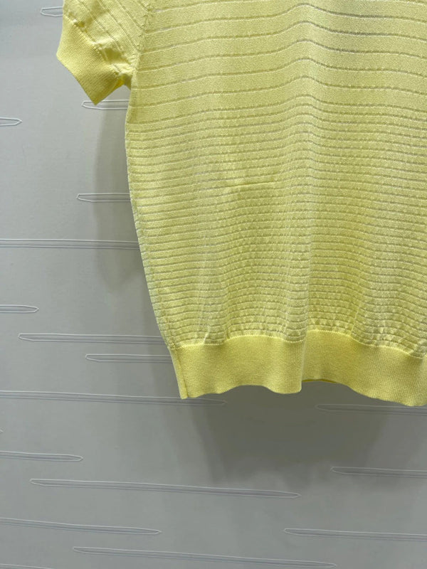 CC 2026 Striped Knit Short-sleeved Top Tencel Cotton 380709