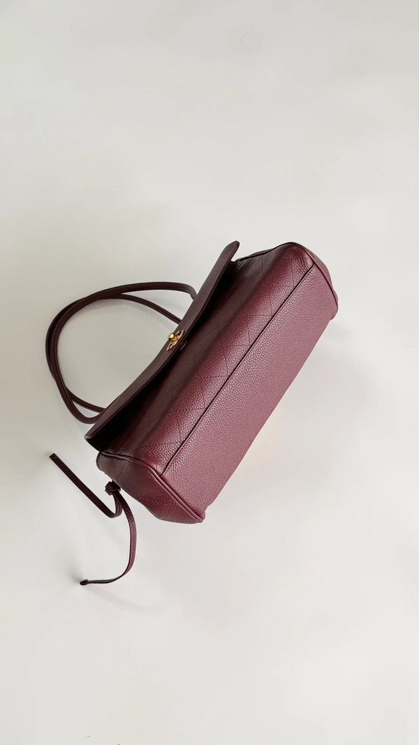 Chanel 2026 Shopping Bag 30.5cm Burgundy Red Grained Calfskin