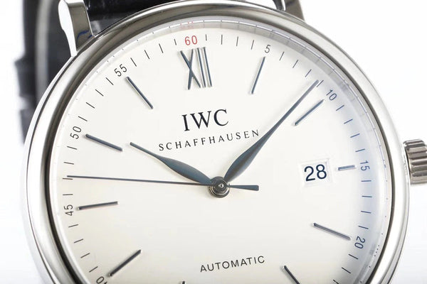 IWC Portofino 40mm Cream Dial Steel Case Black Leather Strap
