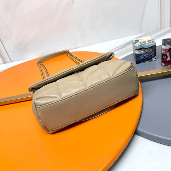 YSL 2026 Toy Puffer Shoulder Bag 23cm Beige Quilted Lambskin