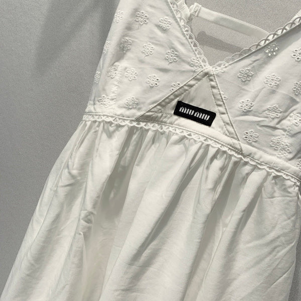 Miu 2026 Slip Dress White Cotton 400365