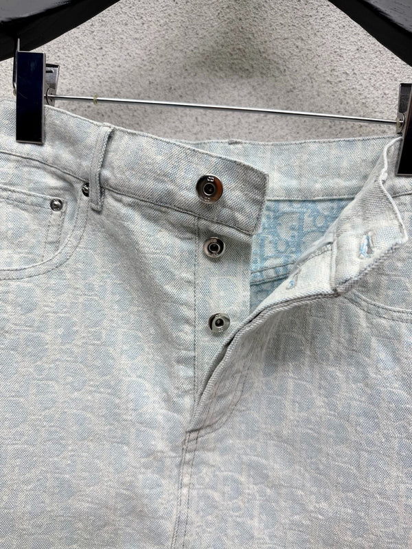 CD 2026 Denim Midi Skirt Light Blue Cotton 400983