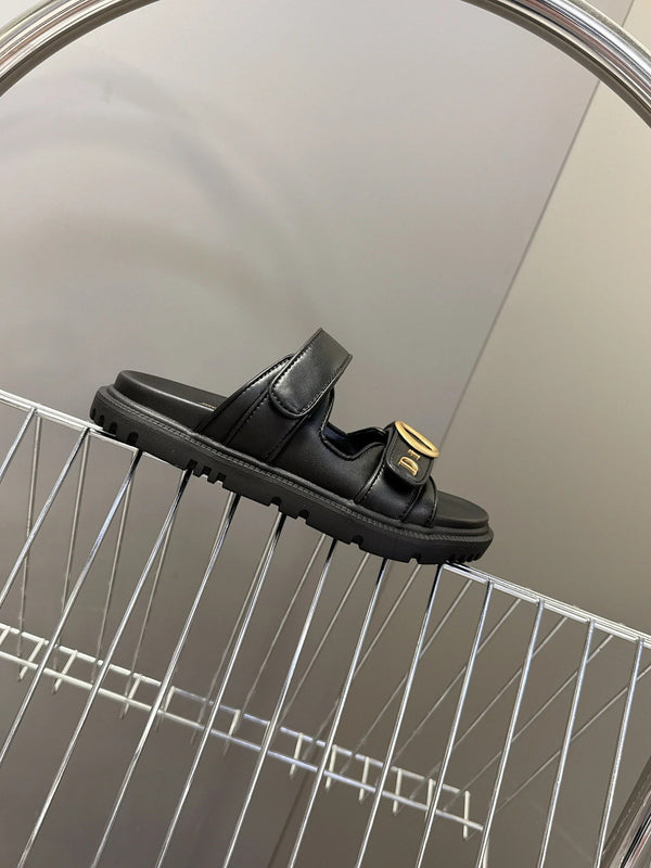 Dior 2026 Sandales à enfiler velcro en cuir noir 716903
