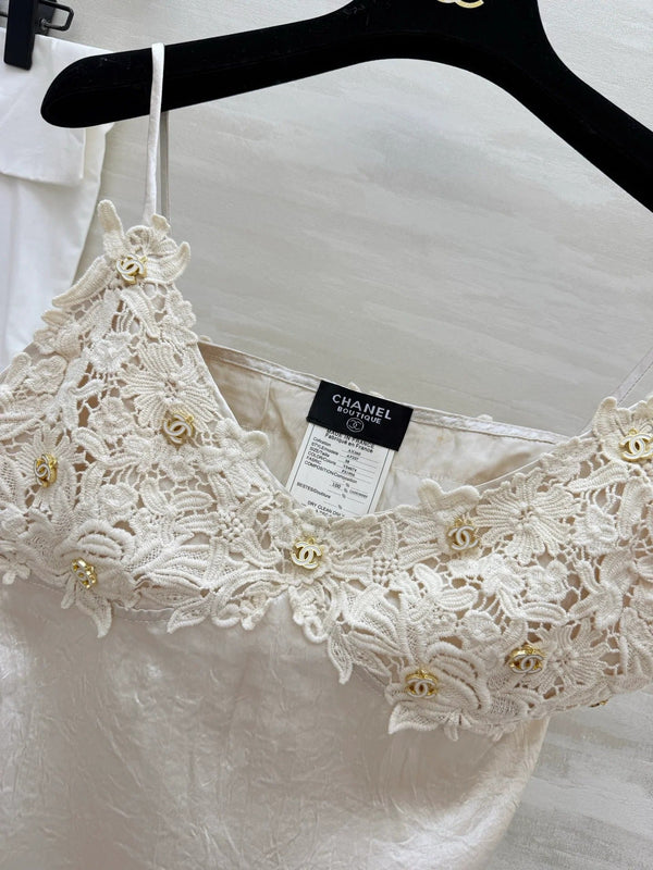 Chanel 2026 Caraco floral épais Crème Acétate Satin 216618