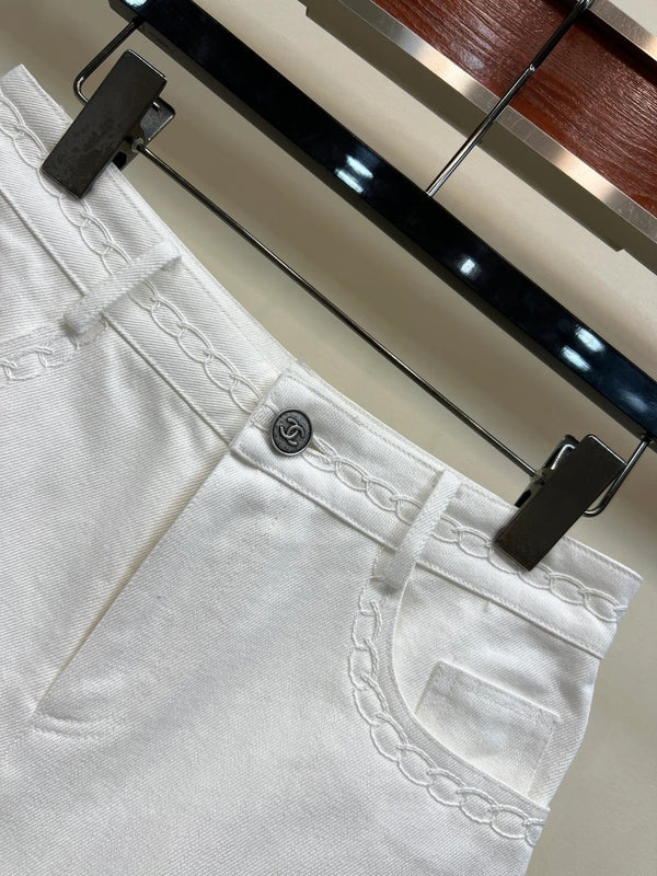 Chanel 2026 Short en jean taille haute coton blanc 360488