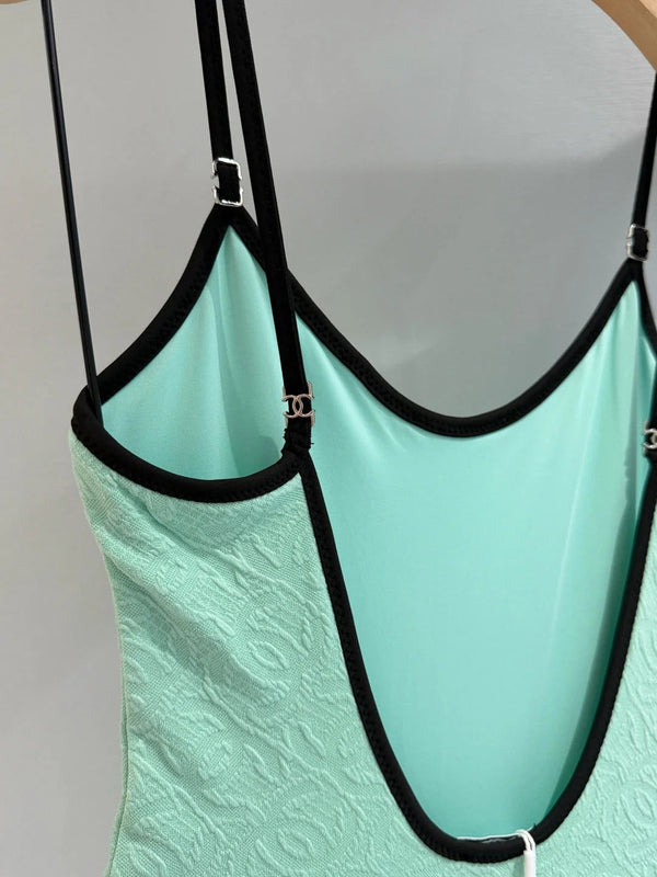 CC 2026 One-piece Swimsuit Mint Green mix Black Cotton 650604