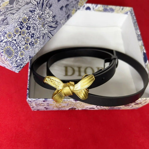 CD 2026 Bow Belt 1.5cm Smooth Calfskin