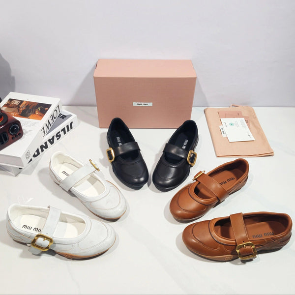 Miu 2026 Gymnasium Mary Jane Flats Leather 953684