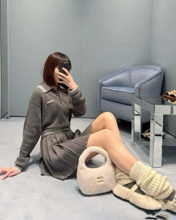 MIUMIU TOP AND SKIRT SET STYLE 373