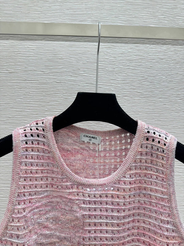 Chanel 2026 Gilet Sans Manches en Maille Évidée Fleur Laine 158962