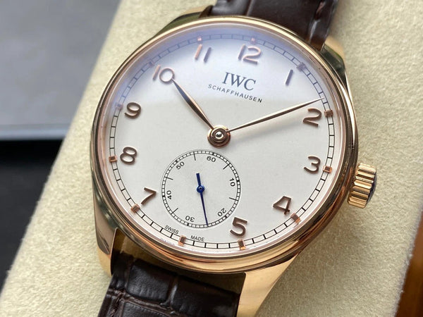 IWC Portuguese 40.4mm White Dial Pink Gold Case Leather