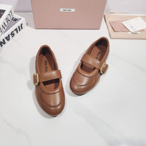 Miu 2026 Gymnasium Mary Jane Flats Leather 953684