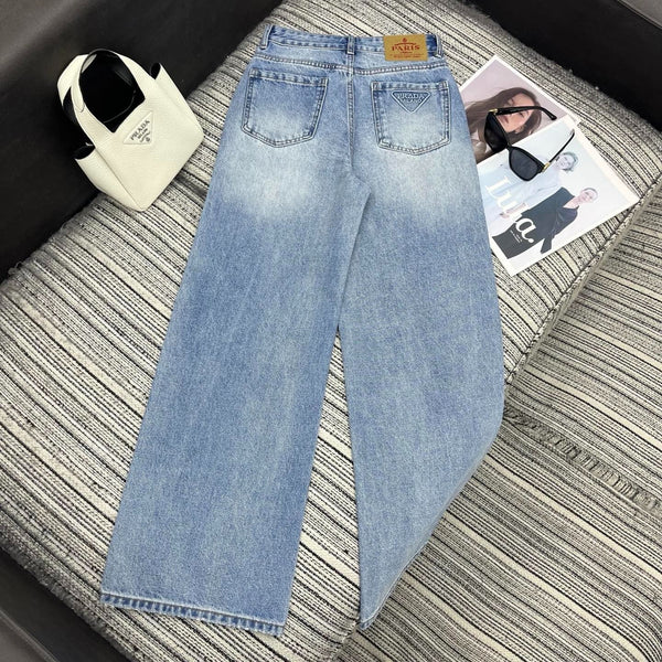 Pra 2026 Wide-Leg Pants Jean Light Blue Cotton 650356