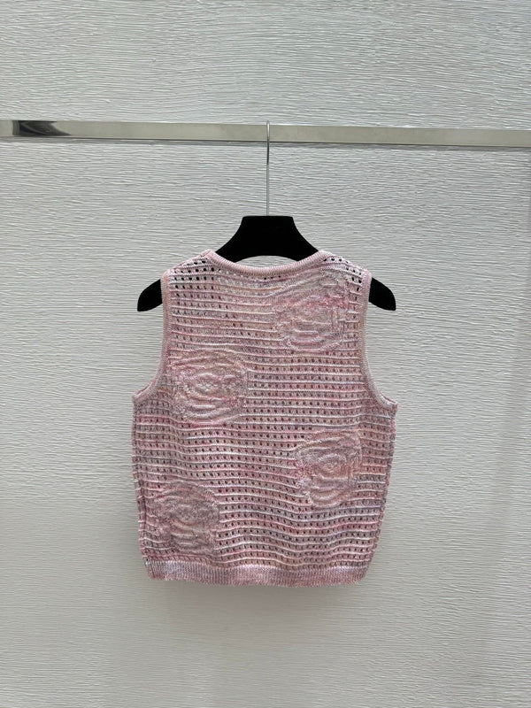 Chanel 2026 Gilet Sans Manches en Maille Évidée Fleur Laine 158962