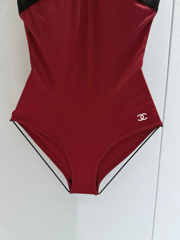 CC 2026 One-piece Swimsuit Dark Red mix Black Cotton 670050
