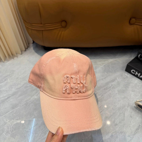 Miu Logo-embroidered Distressed Baseball Cap 413112