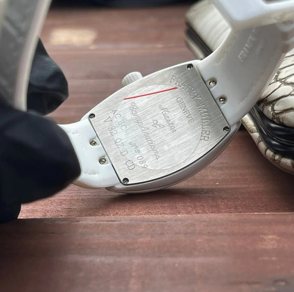 Franck Muller Vanguard 32mm Multicolor Heart Dial White Crocodial Leather