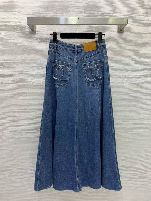 CC 2026 Maxi Skirt Blue Denim Cotton 411882