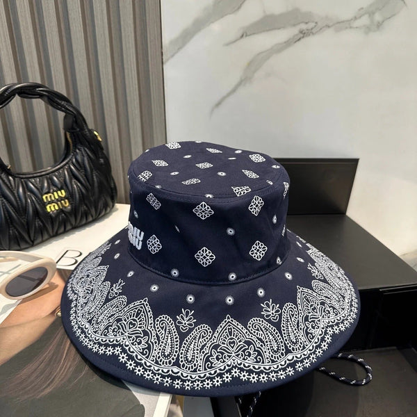 Chapeau à larges bords Miumiu à motif bandana et logo brodé 229395