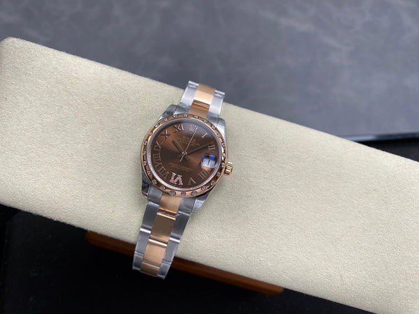 Rolex Datejust 31mm Chocolate Dial Diamond Bezel Steel Pink Gold