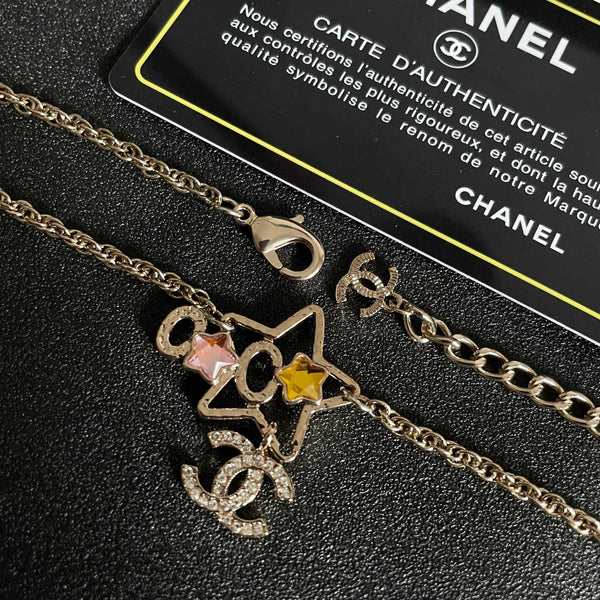 CC Vintage Double C Star Gold Diamond Necklaces