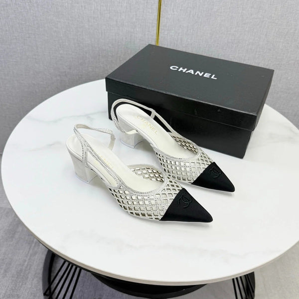 CC 2026 Embellished Mesh Slingback 50mm Sheepskin Satin 904533