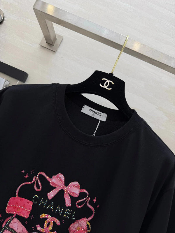 CC 2026 Rhinestone Print T-shirt Cotton 681371