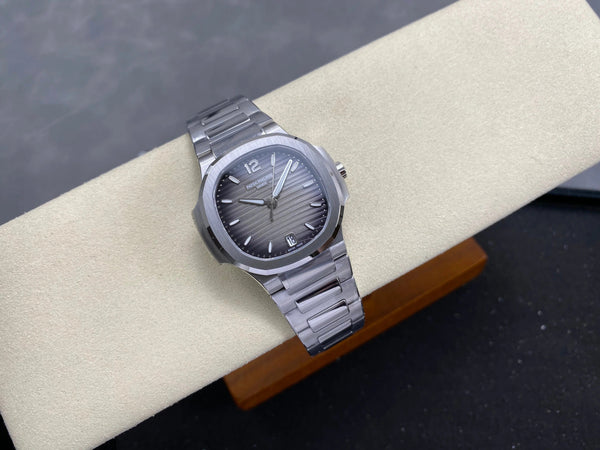Patek Philippe Nautilus 35mm Black Gray Dial Sliver Case