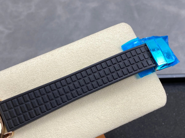 Patek Philippe Aquanaut 36mm Pink Gold Case Diamond Bezel Black Rubber Strap