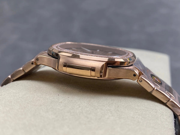 Patek Philippe Nautilus 34mm Pink Gold Case Diamond Bezel